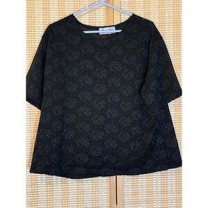 Truffles Women XL Top Black Short Sleeve Floral Lace Whimsigoth Floral Formal‎